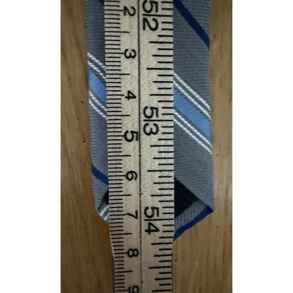 Bellissima Cravatte Cashmere Silk Blend Necktie Tie Striped Gray Blue Classic